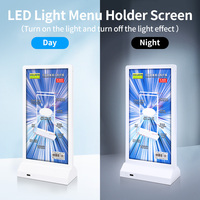 Support de menu lumineux sans fil Kejea 105 x 210 mm à base en T, alimenté par batterie, pour café, bar, présentoir de prix de bureau