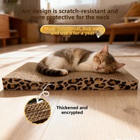 Griffoir pour chat à motif léopard, en carton ondulé à bords ondulés, lit de repos pour chat, avec noyau de remplacement épaissi et plateau de meulage des griffes