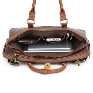 Sac à main pour homme Andong en cuir de vachette rétro pour ordinateur portable de 15,6 pouces, sac à bandoulière pour homme, sac messager en cuir Crazy Horse - Product Image 5
