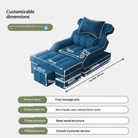 Fauteuil de spa électrique en velours pour soins des pieds avec massage, bain de pieds tout-en-un, soins des ongles et fauteuil inclinable pour nettoyage des oreilles