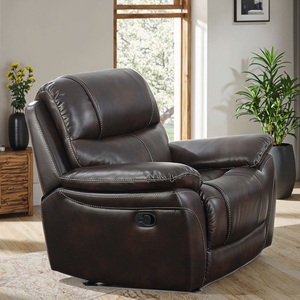 Ensemble de canapés inclinables carrés européens de luxe en cuir aérien convertible et extensible avec console de rangement - Product Image 6