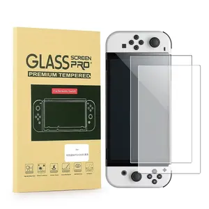 Pellicola protettiva completa trasparente trasparente di vendita calda da 2 pezzi per Nintendo Switch OLED Lite Screen Protector vetro temperato