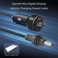 Cable de Carga para Auto con Pantalla Digital PD35W, Impermeable, para Starlink Mini, 12-24V, Encendedor de Cigarrillos, Cable de Alimentación CC de 3 Metros