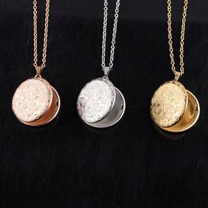Vintage Flower Pattern <b>Locket</b> Necklace Women Fashion Stainless Steel Photo Frame Necklace Memorial Jewelry - Product Image 1