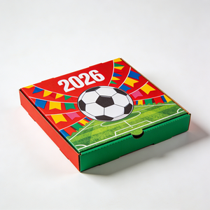 Caja de Pizza para Fanáticos <span class=keywords><strong>del</strong></span> Fútbol, Caja de Pizza con Temática de la Celebración <span class=keywords><strong>del</strong></span> <span class=keywords><strong>Mundial</strong></span> de Fútbol 2026, Contenedor de Pizza de Papel Corrugado para Eventos Deportivos - Product Image 1