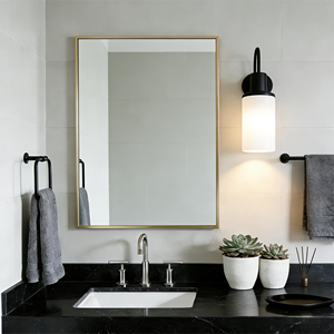 Espejo de Pared Cuadrado de Aleación de Aluminio con Ángulo Recto, Utilizado para la Decoración de Baños o Pasillos - Product Image 2