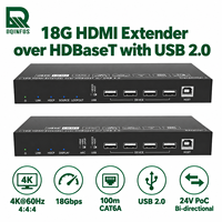 Kit Extender KVM HDBaseT3.0 18G HD-MI2.0 100 meter 24V PoC Mendukung IR RS232 De-Embedding Audio Tanpa Kompresi & Fungsi ARC