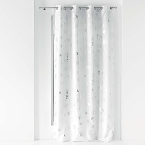 Cortina con Ojales y Estampado Metálico BLOOMY, Blanco/Plateado, 140x260 cm - Product Image 1