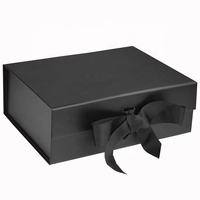 Boîtes cadeaux rectangulaires pliables en papier couché avec ruban, impression personnalisée du logo du fournisseur