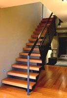 CBMMart Personnalisé Moderne Intérieur Bois Escalier Escalier Droit en Bois en Acier Inoxydable Escalier Flottant en Verre