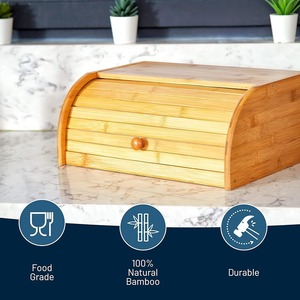 Caja de pan de bambú de 38.41x27.94x17.28cm, a prueba de polvo, para pan y repostería - Product Image 2