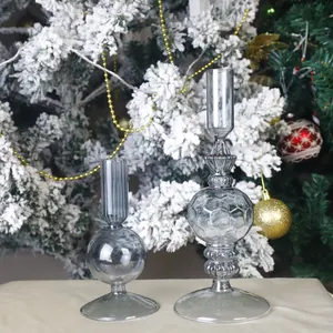 Candelabro de cristal transparente de tamaño personalizado, adornos navideños para mesa