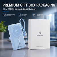 Neue 10000mAh Magnetische PD 15W Kabellose Ladestation mit LED-Anzeige, Tragbar, Eingebautes Kabel mit Ständer, 22,5W Schnellladung Powerbank