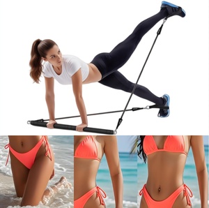 Kit de barre de yoga et de fitness Pilates réglable en 3 sections détachables avec bande de résistance pour squats profonds et levage des hanches - Product Image 4