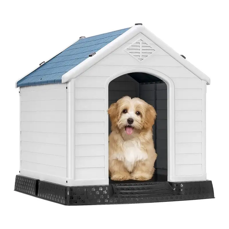 Personalizado impermeável plástico grande cão Pet House Indoor Outdoor Puppy Kennel com aberturas de ar e piso elevado