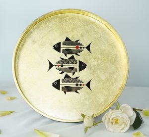 Bandeja redonda lacada Bandeja de madera para servir Vajilla Bandeja para servir alimentos Uso multifuncional de Vietnam - Product Image 1