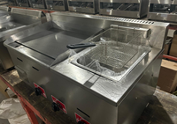 Grill et friteuse à gaz commerciaux combinés, crêpes, hamburgers, aliments frits, plaque antiadhésive en acier inoxydable avec friteuse