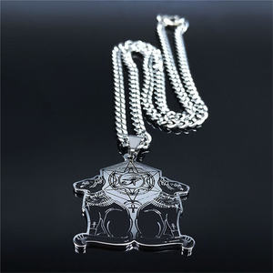 Ouj 이집트 고양이 눈 오브 라 상징 스테인레스 스틸 펜던트 목걸이 2 검은 고양이 펜던트 목걸이 - Product Image 2