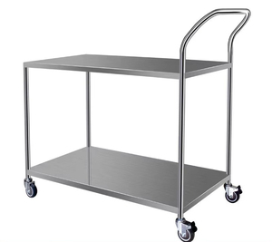 Chariot de manutention double couche en acier inoxydable pour le transport de marchandises - Product Image 5