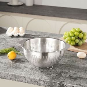 Ensemble de bassines en acier inoxydable 304 de qualité alimentaire, épaissies, pour la cuisine domestique, panier de lavage et d'égouttage des légumes, passoire à soupe, compatible lave-vaisselle - Product Image 4
