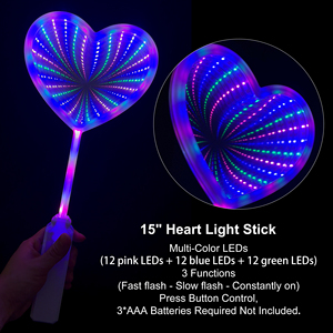 Varita de Luz Personalizada con Espejo Infinito en Forma de Corazón, Carcasa de PP, Espejo de PS, Mango de ABS, 36 LED SMD, 3 Modos de Destello para Conciertos, Festivales y Fiestas - Product Image 4