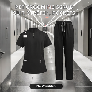 ชุดยูนิฟอร์มแพทย์ผ้าสแปนเด็กซ์/โพลีเอสเตอร์ ทอเนื้อผ้ามีกระเป๋าหลายช่อง ยับยาก ยืดหยุ่นได้ ปรับเอวได้ เหมาะสำหรับทั้งชายและหญิง - Product Image 2