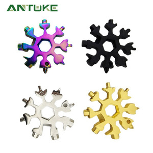 Outil multifonction ANTUKE Snowflake 18 en 1, en alliage d'aluminium, porte-clés portable, jeu de clés hexagonales - Product Image 1
