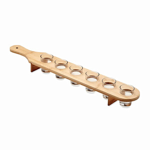 Support à verres à vin en bambou Sharp Business, plateau à 6 emplacements avec poignée pour bar à domicile, 50x7.5x6.5cm - Product Image 1