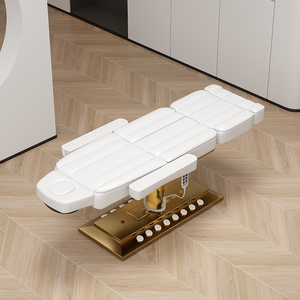 Meubles de salon de beauté modernes, table de massage pour spa facial noir et or, 3 moteurs, lit cosmétique électrique réglable avec ensembles de tabourets - Product Image 5