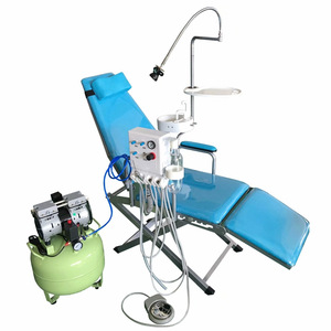 Sillón Dental Portátil con Escupidera Integrada, Diseño Plegable Azul Eléctrico para Uso Doméstico - Product Image 1