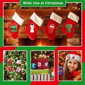 Wholesale Custom Merry Christmas <b>Patch</b> Gingerbread Grinchy Santa Christmas Tree Heat Transfer Sequin Iron on Chenille <b>Patches</b> - Product Image 4