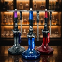 Chicha Narghile Sheesha en acier inoxydable avec base triangulaire, ensemble complet avec tuyau externe et design monotube, bouteille de chicha complète