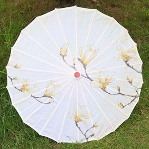 Parapluie décoratif DIY 1 pièce en tissu de soie pour femme, motif fleurs de cerisier japonaises, danse ancienne, parapluie chinois en papier huilé - Product Image 4