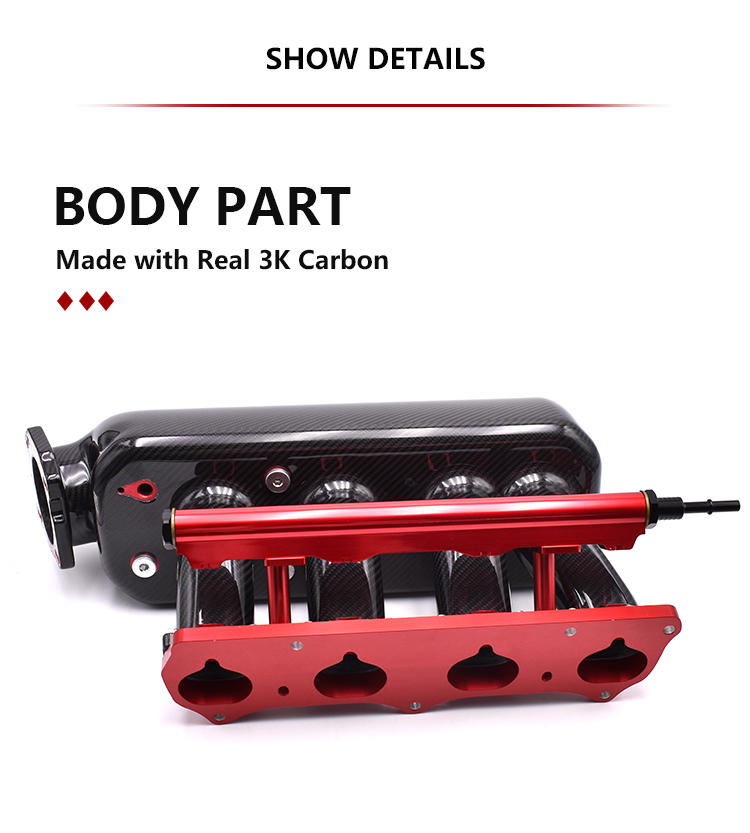 SK CUSTOM Throttle Body 80mm Real Carbon Fiber Intake Manifold For