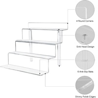 Organisateur de parfum en acrylique à 4 niveaux Petit présentoir transparent pour les figurines Amiibo POP 9x7 pouces-1 paquet de tapis antidérapants