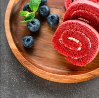 Ensemble de 4 plateaux ronds en bois d'acacia écologiques pour dîner, collations et desserts, pour mariages et fêtes