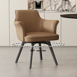 Silla de Comedor Giratoria de 360 Grados de Estilo Italiano Urbano Moderno, Tapicería de Cuero, Estructura de Acero, Muebles para el Hogar, Restaurante de Alta Gama - Product Image 2