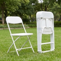 Chaise pliante moderne en plastique blanc et noir, imperméable, portable, empilable, pour événements, mariages, fêtes, intérieur et extérieur