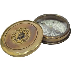 Brújula de Bolsillo Marina Portátil de Latón, Estilo Vintage 1920, Herramienta de Navegación Náutica para Senderismo y Uso al Aire Libre - Product Image 1