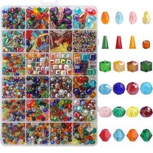 ZHB Hobbyworker Mix ShapesGlass Beads para la fabricación de joyas Crystal Bicone Pagoda Tower Drops Rondelle Beads Bracelet Charms - Product Image 1