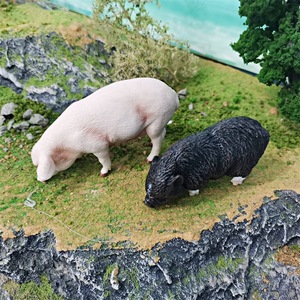 xinhen <span class=keywords><strong>Juguetes</strong></span> de simulación de animales de granja para el desarrollo cognitivo infantil: Figuras de aves de corral, cerdos y porquines de orejas caídas en color negro - Product Image 4