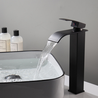 Robinet de lavabo cascade, mitigeur eau chaude/froide, acier inoxydable noir, moderne, à poser sur le comptoir, 1 poignée, capteur tactile, céramique, garantie 3 ans