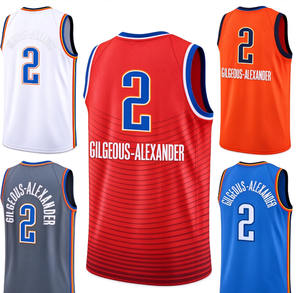 Oklahoma City Thunder # 2 Maillots de basket sans manches en polyester 100% à séchage rapide, imprimés par transfert thermique, Shai Gilgeous-Alexander - Product Image 1