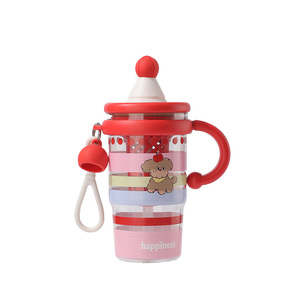 Cute <b>Plastic</b> Water <b>Cup</b> With Straw And Tea Strainer Cartoon Design For Girls Travel Use Large Capacity Portable <b>Drink</b> <b>Cup</b> - Product Image 3