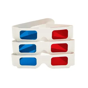 Gafas de juego 3D de cartón al por mayor, gafas de papel rojas y azules con impresión personalizada para DVD TV