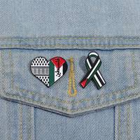 2025 AD Badge Santé Pas De SIDA Simple Amour Ruban Rayé Broche Palestine Drapeau Ruban Coeur Émail Épinglette