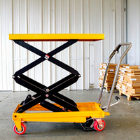 Table élévatrice à ciseaux hydraulique en acier haute résistance Hanxiang, jaune et rouge, capacité 4 personnes, empattement 2500 mm, double, en promotion