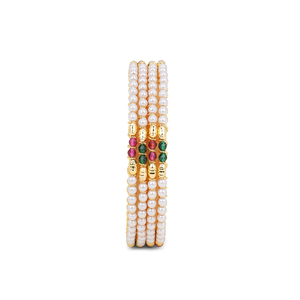 Bracelet en métal décoratif avec de magnifiques embellissements en perles et serties de pierres multicolores, style traditionnel, bijoux de mode - Product Image 3
