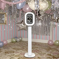Fournitures pour fêtes, photomaton ovale pour iPad avec lumière LED RGB, aluminium blanc léger, photomaton pour iPad pour mariage et événements sociaux