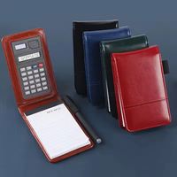 Carnet de notes professionnel portable de qualité supérieure en cuir PU A7 avec calculatrice, petit carnet de travail, bloc-notes